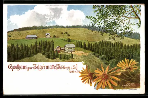 Künstler-AK Ludwig Zorn: Feldberg i. S., Gasthaus zur Jägermatte