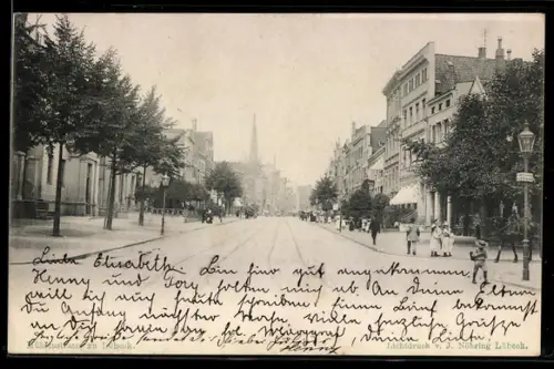 Lithographie Lübeck, Blick in die Mühlenstrasse