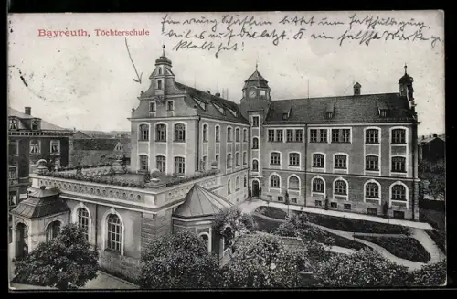 AK Bayreuth, Töchterschule mit Anlagen aus der Vogelschau
