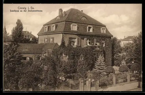 AK Coswig i. Sa., Landhaus an der Sachsenstrasse