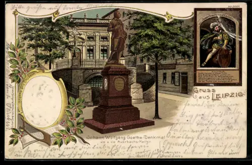 Präge-Lithographie Leipzig, Johann Wolfgang Goethe-Denkmal, Auerbachs Keller