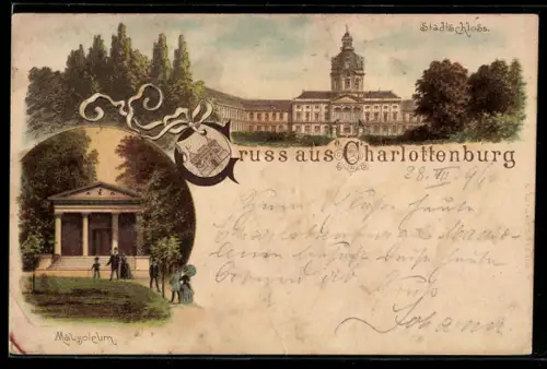 Lithographie Berlin-Charlottenburg, Stadtschloss, Mausoleum