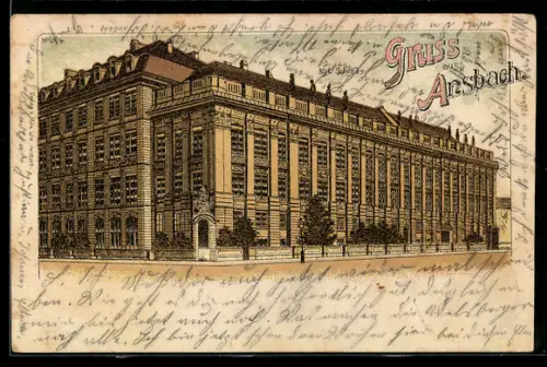 Lithographie Ansbach, Königliches Schloss