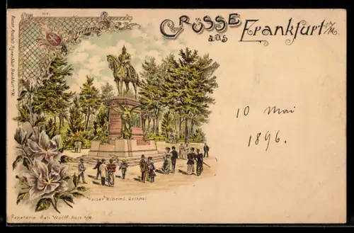 Lithographie Frankfurt a. M., Kaiser-Wilhelm-Denkmal