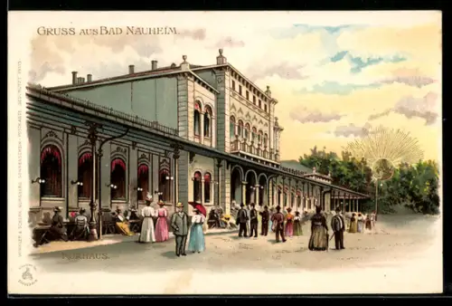 Sonnenschein-AK Bad Nauheim, Kurhaus, goldenen Sonne