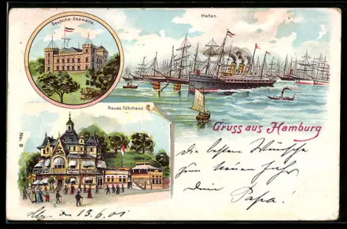 AK Hamburg-St. Pauli, Restaurant Neues Fährhaus, Deutsche Seewarte, Hafen