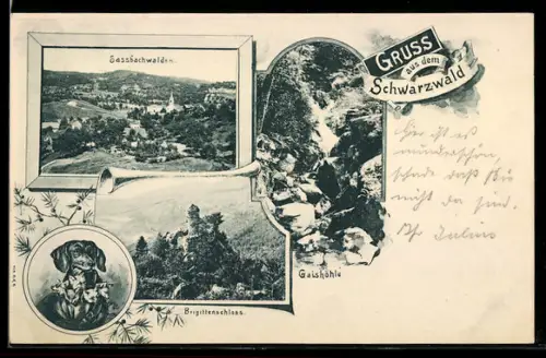 AK Sassbachwalden /Schwarzwald, Brigittenschloss und Gaishöhle