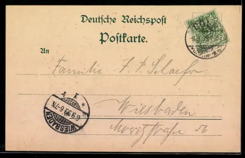 Lithographie Köln a. Rh., Dom, Panorama und Rathaus