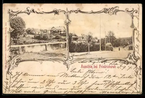 AK Aumühle bei Friedrichsruh, Verschiedene Ortspartien mit See