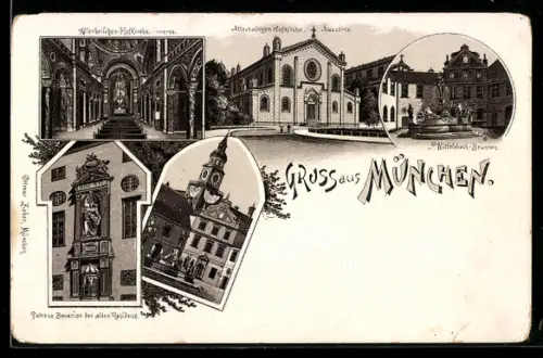 Lithographie München, Allerheiligen Hofkirche, Patrona Bavariae