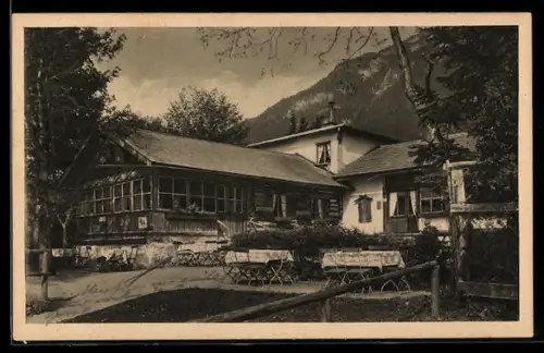 AK Garmisch, Café Almhüte, Gartenpartie
