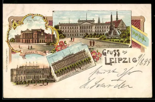 Lithographie Leipzig, Neues Theater, Hauptpost