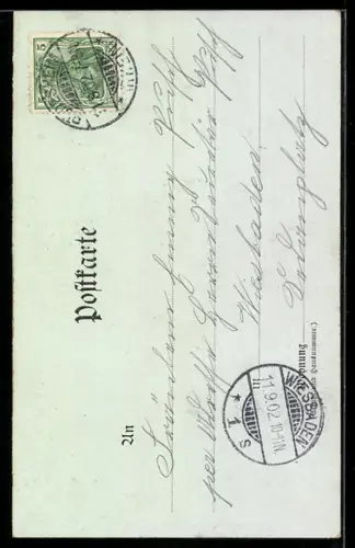 Lithographie Rüdesheim am Rhein, Ortsansicht, Denkmal, Burgturm