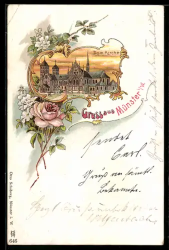 Lithographie Münster i. W., Dom-Kirche