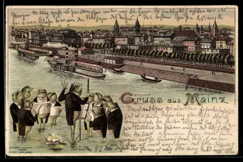 Lithographie Mainz, Panorama und Froschchor