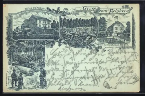 AK Felsberg, Hotel Haberkorn, Forsthaus-Restaurant von J. Simon, Felsenmeer