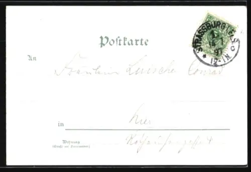 Lithographie Kempten, Krieger-Denkmal, Rathaus-Platz