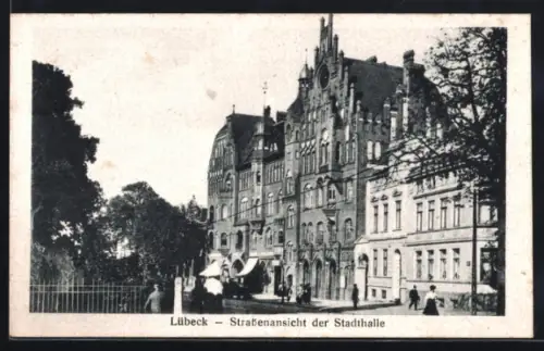 AK Lübeck, Strassenansicht der Stadthalle