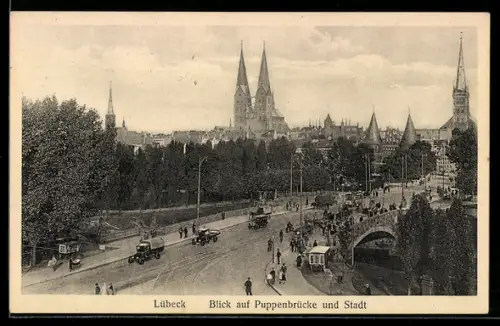AK Lübeck, Puppenbrücke, Stadtansicht
