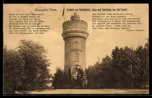AK Aumühle /Sachsenwald, Bismarck-Turm, Gedicht von Theodor Fontane