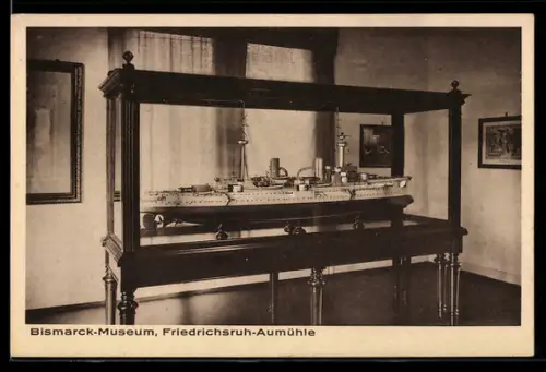 AK Friedrichsruh-Aumühle, Bismarck-Museum, Modell S. M. Panzerkreuzer Fürst Bismarck