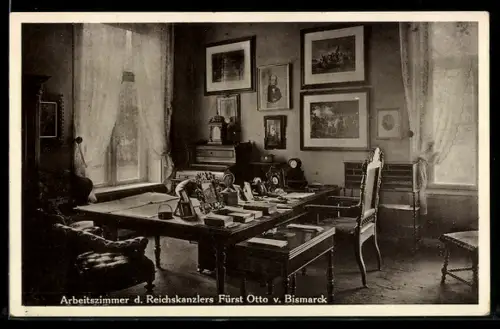 AK Friedrichsruh, Arbeitszimmer d. Reichskanzlers Fürst Otto v. Bismarck