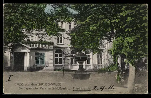 AK Friedrichsruh, Japanische Vase im Schlosspark