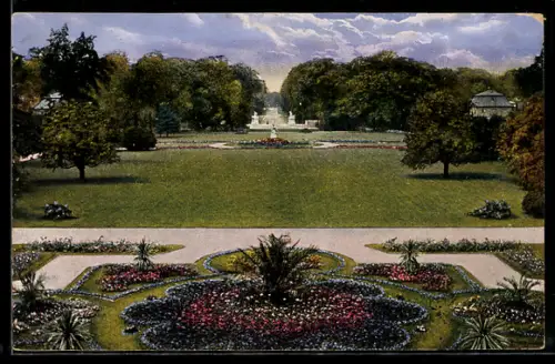AK Dresden, Blumenbeete im Grossen Garten
