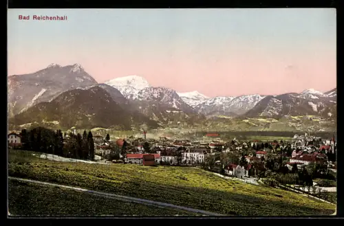 AK Bad Reichenhall, Panoramaansicht mit Alpen im Hintergrund