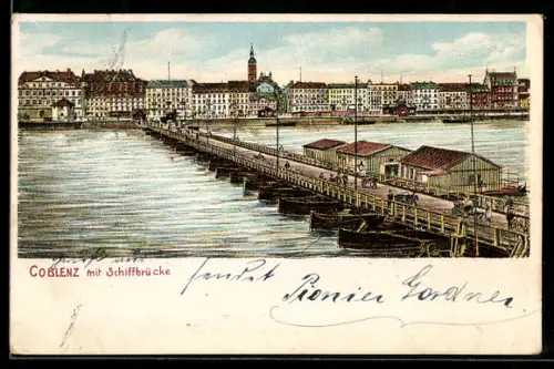 Lithographie Koblenz, Schiffbrücke