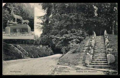 AK Friedrichsruh, Hirschgruppe, Aufgang zum Mausoleum