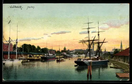 AK Lübeck, Blick in den Hafen