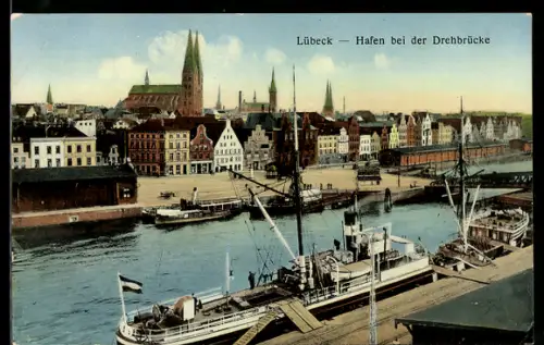 AK Lübeck, Hafen bei der Drehbrücke