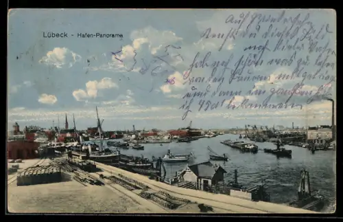 AK Lübeck, Hafen-Panorama