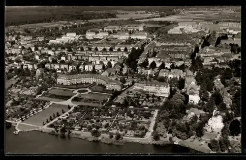 AK Lübeck, Stadtteil Marli vom Flugzeug aus gesehen