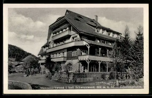 AK Menzenschwand i. bad. Schwarzwald, Blick zum Erholungsheim