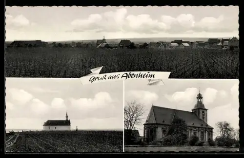 AK Abenheim, Ortsansicht, Blick zur Kirche