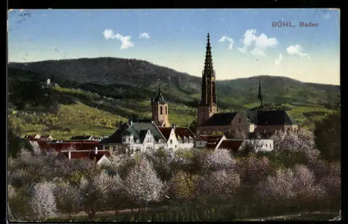 AK Bühl /Baden, Ortsansicht mit Kirche