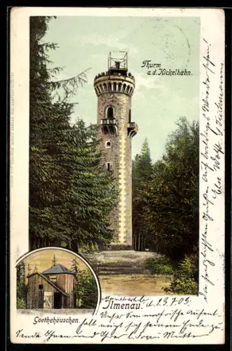 AK Ilmenau, Thurm a. d. Kickelhahn, Goethehäuschen