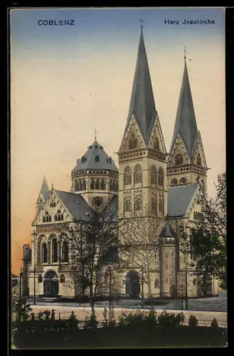 AK Coblenz, Blick zur Herz Jesu Kirche