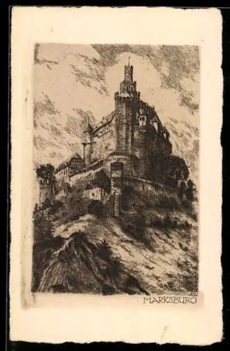 AK Braubach am Rhein, Blick zur Marksburg