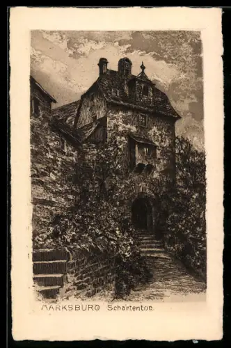 AK Braubach am Rhein, Marksburg, Blick zum Schartentor