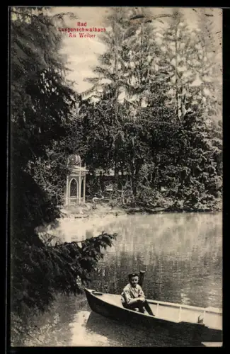 AK Bad Langenschwalbach, Weiher mit Ruderboot