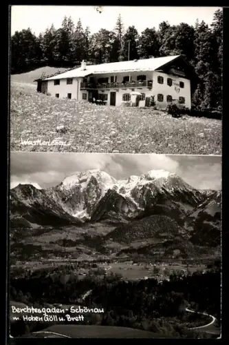 AK Berchtesgaden-Schönau, Gasthaus Wastlerlehen, Hoher Göll, Brett
