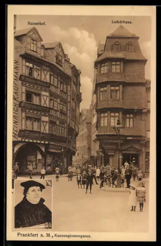 AK Alt-Frankfurt, Kannengiessergasse, Hainerhof, Lutherhaus