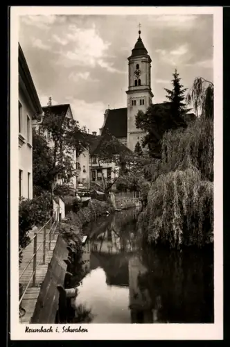 AK Krumbach i. Schwaben, Kirche und Flusslauf