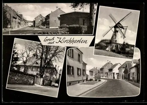 AK Kirchherten, Windmühle, Strassenansicht mit Verkehrsschilder