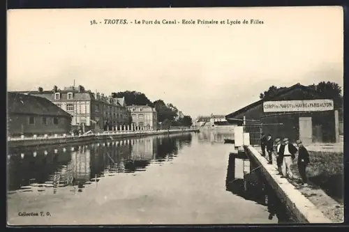 AK Troyes, Le Port du canal, Ecole Primare et Lycée de Filles