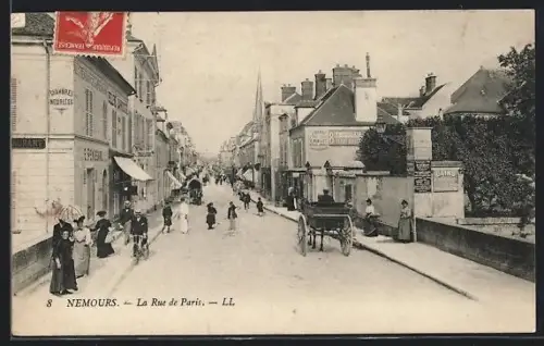 AK Nemours, La Rue de Paris