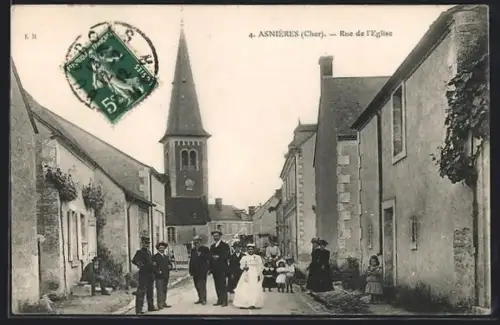 AK Asnières /Cher, Rue de l`Eglise